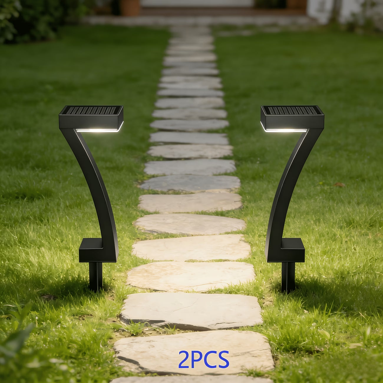 Solar Outdoor Pathway Lights – "7" Shape